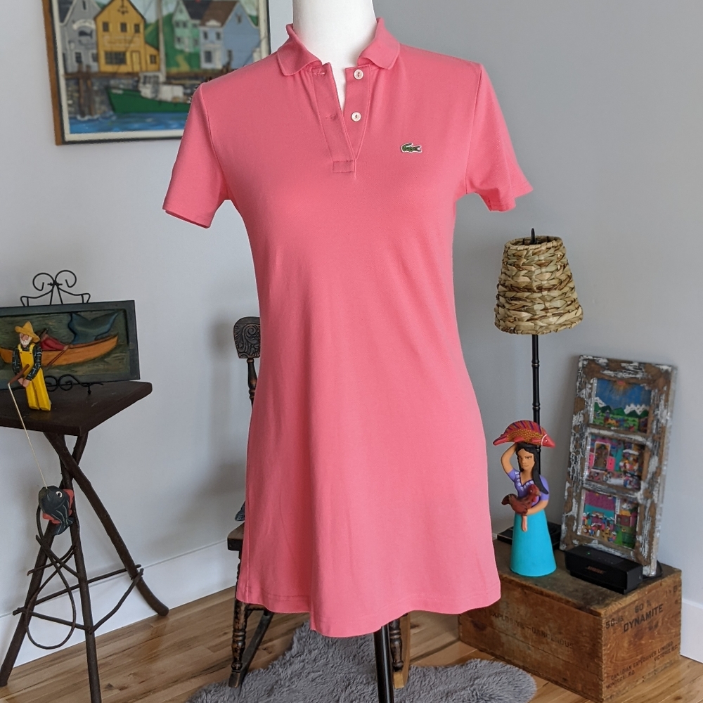 Pink Lacoste Pique Dress. EUC. Size 16 girls.